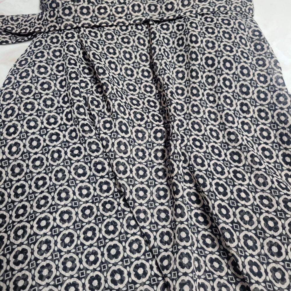 Tommy Hilfiger Wrap Dress Size 2P Gray Black Print Midi Work Office Petite - Picture 9 of 12